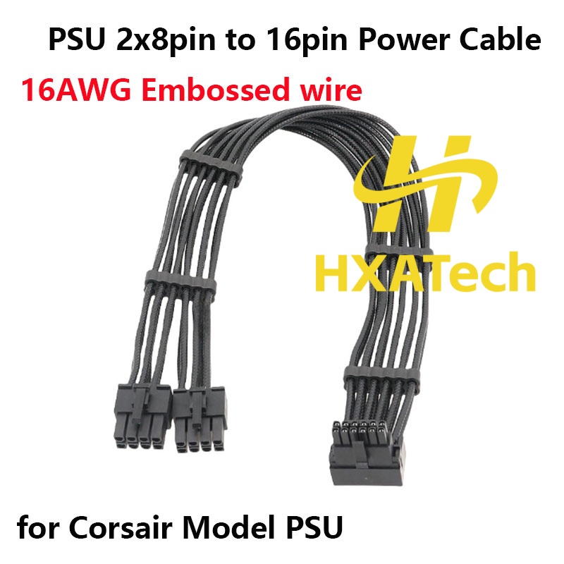 Dual 8Pin To 16Pin 12Vhpwr Cable - Cabo de Placa Gráfica HXATech -