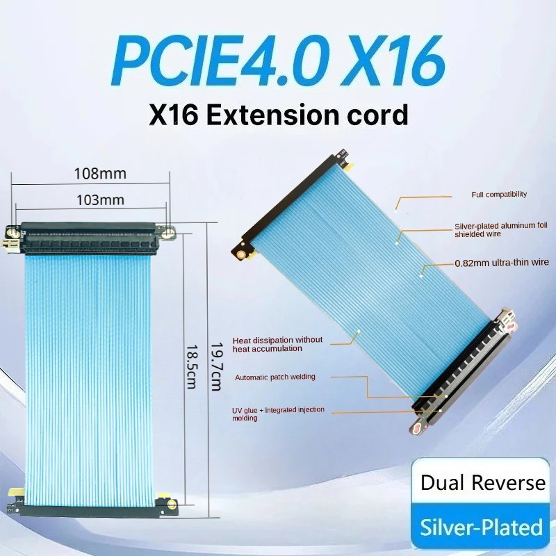 Itx Gpu Riser Pcie 4.0 16X - Cabo riser pcie 4.0 reverso duplo,
