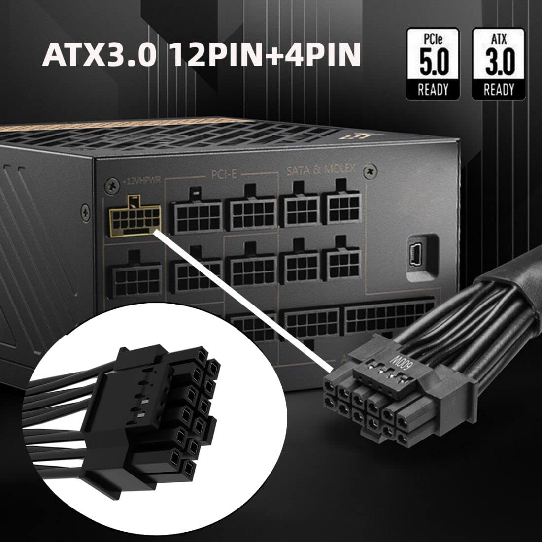 12VHPWR ATX3.0 PCI-E 5.0 Cabo  - Dual 8Pin To 16Pin 12Vhpwr Cable avaliação e preço